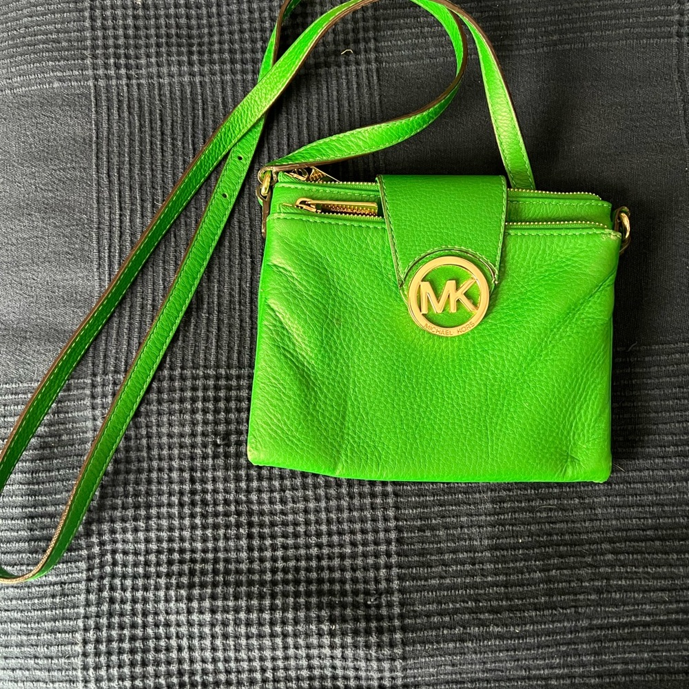 Michael Kors Green Crossbody Bag with Gold Accents